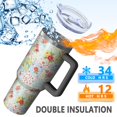 thumbnail image 5 of 40oz Pioneer Flower Floral Print Pattern Insulated Tumbler with Handle, BPA-Free Leak Proof Lid and Straws, Double Wall Vacuum, Hot 12h/Cold 34h, 5 of 6