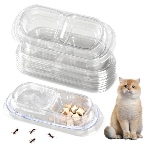 30 Pcs Disposable Cat Bowls with Ant Proof Moats - No Spill Double Bowl Tray for Stray & Outdoor Cats, Travel & Feeding - 30 Day Supply