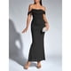 thumbnail image 5 of Vestido Maxi con Hombros Descubiertos, Corsé Fruncido, Ajustado, Vestidos Formales para Invitadas de Boda para Mujeres Negro M, 5 of 8