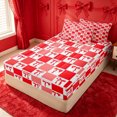 thumbnail image 2 of Erosebridal Kawaii Checker Bow Zipper Full Size Comforter Sets with Fitted Sheet and 2 Pillowcases for Girls, Red Classic Grid Ribbon Zipper Bedding Set, Pink Reversible, 4pcs, 2 of 7