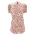 thumbnail image 5 of Lovzfmll Women's Sundress, Crew Neck Short Sleeve with Puff Sleeve & Texture, Casual Vacation Mini Dress Pink, M, 5 of 7