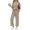 1 Grey Khaki, variant on Two Piece Sets for Women Casual Summer Travel Vacation Outfits Short Sleeve Tops Wide Leg Pants Lounge Sets
