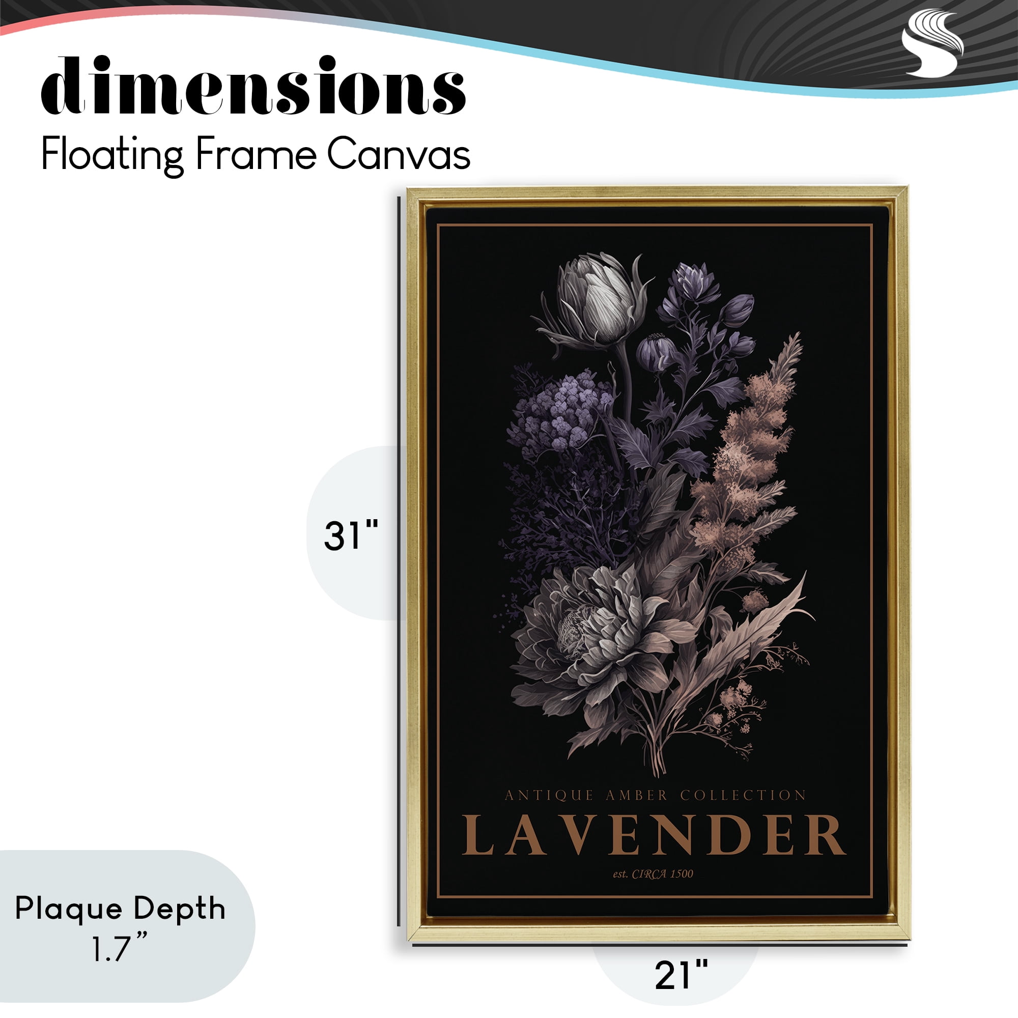 Stupell Industries Antique Lavender Light Gold Framed Floater Canvas Wall Art, design by Chris Giampietro