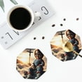 thumbnail image 4 of Lsque Chucky Pattern 4" Drink Coasters Set of 6, Leather Absorbent Coasters, Table Coaster Set Decorative Coffee Cup Coasters Housewarming Gift, 4 of 7