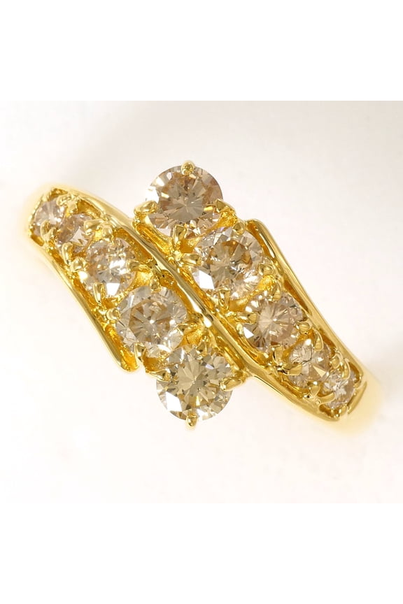Pre-Owned 18K (18-karat) Yellow Gold Ring with Brown Diamond 1.05ct, Certificate of...