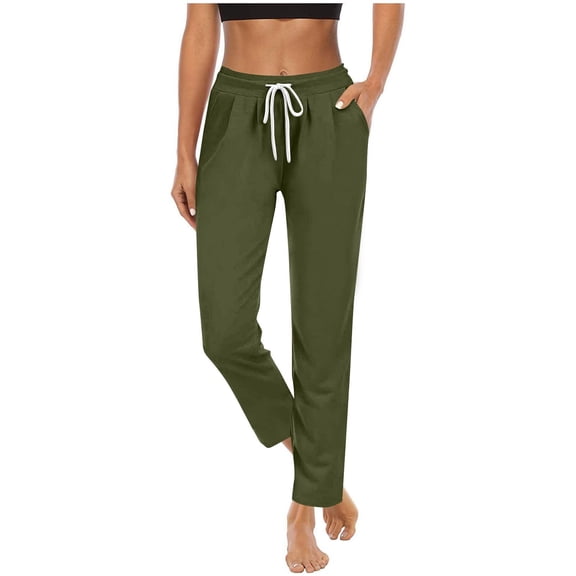 Fengactive Straight Leg Pants for Women Baggy Loose Fit Sweatpants Casual Joggers Pants Drawstring Ankle Cuffs Pockets