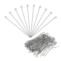 Uxcell Eye Pins Jewelry Findings 100Pcs Eye Pins 60mm Iron Eye Pins Jewelry Making DIY Craft 21 Gauge Head Pins White