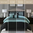 thumbnail image 5 of Nanshing Marley 7 Piece Damask Comforter Set, Aqua/Black, Queen , Jacquard with matching solid piece work, 5 of 7