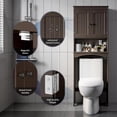 thumbnail image 6 of Over The Toilet Storage Cabinet with Open Shelf, Over Toilet Bathroom Organizer with Adjustable Shelf and Double Doors, Over The Toilet Storage Shelf Free Standing for Bathroom - Espresso, 6 of 6