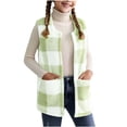 thumbnail image 3 of YOUYEDIAN Plaid Fleece Vest for Girls Casual Warm Fuzzy Sleeveless Jacket Fashion Fluffy Outerwear, 3 of 5