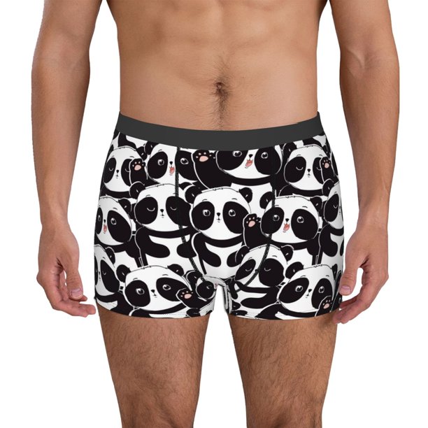 Balery Panda Calzoncillos bóxer para hombre, ropa interior de algodón suave y transpirable con cinturilla de nailon-Small