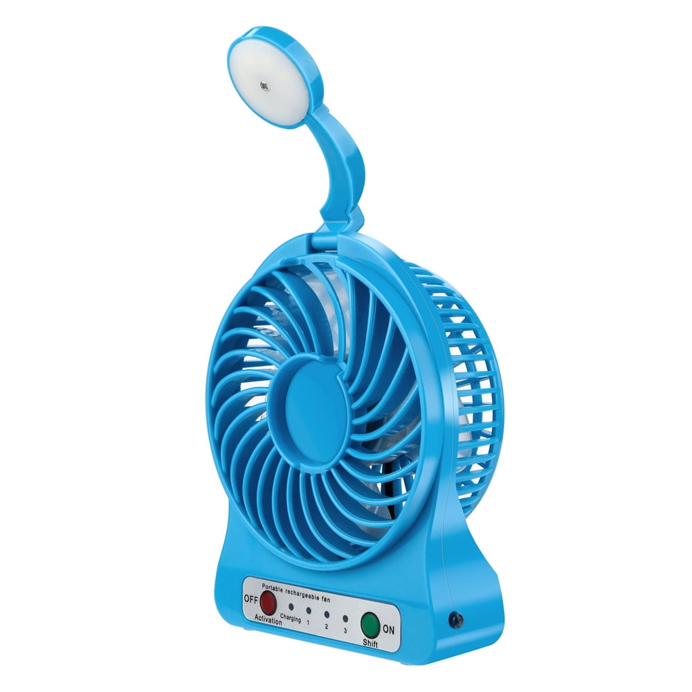 Portable Rechargeable LED Light Fan Air Cooler Mini Desk USB Fan
