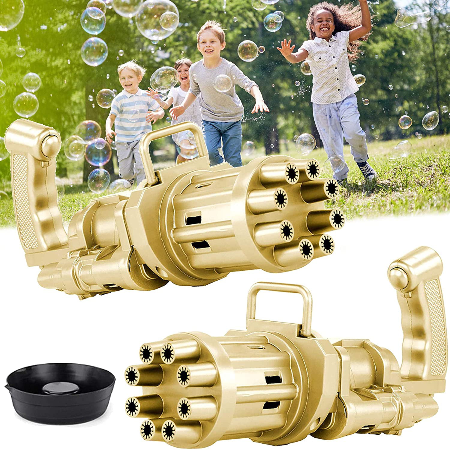 WUOOYOQ Gatling Bubble Guns,2021 Cool Toys Gift，Eight Hole Huge Amount Automatic Bubble Maker Kids Bubble Gun,Bubble Guns Automatic Bubble Machine,Outdoor Toys For Boys and Girls