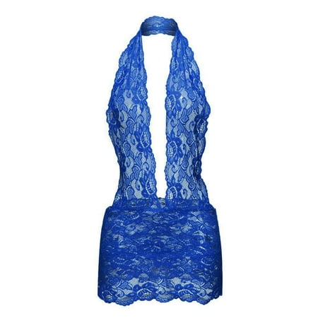 

HGWXX7 Plus Size Lingerie New Women Lace Teddy Lingerie Deep V Halter One Piece Bodysuit Nightdress