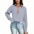 thumbnail image 4 of Heisall Womens Blouses Solid Color Lapel Collar Long Sleeve Button Front Puff Sleeve Shirts, 4 of 7