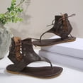 thumbnail image 6 of Gladiator Sandals for Women Lace up Ankle Strap Back Zipper Flip Flops Lightweight Retro Leather Flat Shoes Brown Size 6.5, 6 of 8