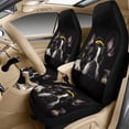 thumbnail image 3 of Xixirimido 5Pcs Car Seat Covers & Seatbelt Covers & Center Console Cover Set Universal Auto Accessories Fit for SUV Sedan Van Truck Leather Front Seat Cover, Black French Bulldog, 3 of 8