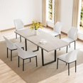 thumbnail image 1 of Dining Table Set for 6-8 People Kitchen Dining Room Table Set Extendable Wood Dining Table and 6 Upholstered Chairs My Lux Decor Round, 1 of 6