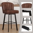 thumbnail image 6 of MultiHaven 30" Shell Back Bar Stools Set of 3,Swivel Counter Height PU Leather Chairs with Metal Legs for Kitchen Island,Bar,Cafe - Brown, 6 of 9