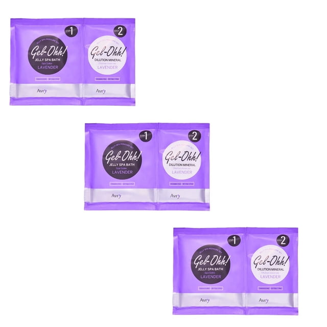 AvryBeauty Gel-Ohh Jelly Spa Bath Paquete de 3 pedicura con aroma a lavanda con infusión de lavanda Servicios de salón Pedicura con gelatina Pedicura en casa DIY Pedi