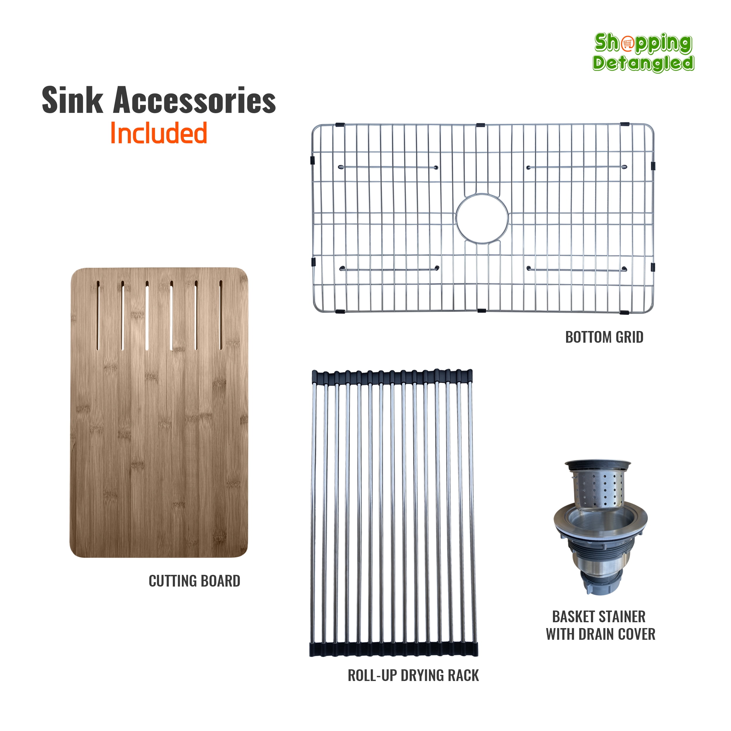 33 inch Fireclay Workstation Farmhouse Kitchen Sink - Apron Front Sink - Contemporary European Design - Grid, Drain Cover & Workstation Accessories