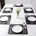 thumbnail image 2 of Unique Bargains 6 Pack Faux Leather Placemats for Kitchen Dining Table Decor Black 17"x12", 2 of 7