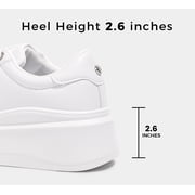 LUCKY STEP Fashion Chunky Faux Leather Sneakers Low Top Casual Shoes,White,Womens