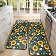 thumbnail image 4 of Sunflower and Bee Black Pattern Anti Fatigue Kitchen Rugs Set Of 2, Non Slip Washable Decorative Floor Mats for Sink Laundry and Home Use, 17"x47", 4 of 5