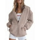 thumbnail image 1 of Sudaderas con Capucha y Cremallera para Mujer, Sudaderas Extragrandes, Conjuntos de Moda Escolar para Otoño, Chaquetas Informales, Ropa de Invierno Marrón XL, 1 of 9