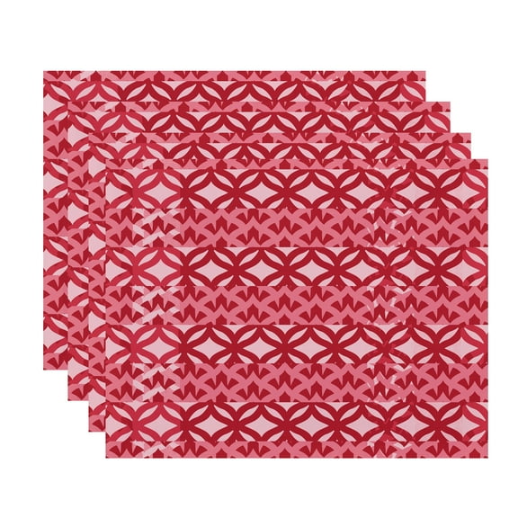 Simply Daisy, 18 x 14 Inch, Greeko Simple, Geometric Print Placemat (Set of 4), Red