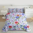 thumbnail image 2 of Homewish Multicolor Flower Queen Comforter Set,Cute Country Floral Bedding Sets,Blue Orange Bedding Comforter Set For Girl Teens,Super Cozy Room Decor Reversible,3-Piece, 2 of 8