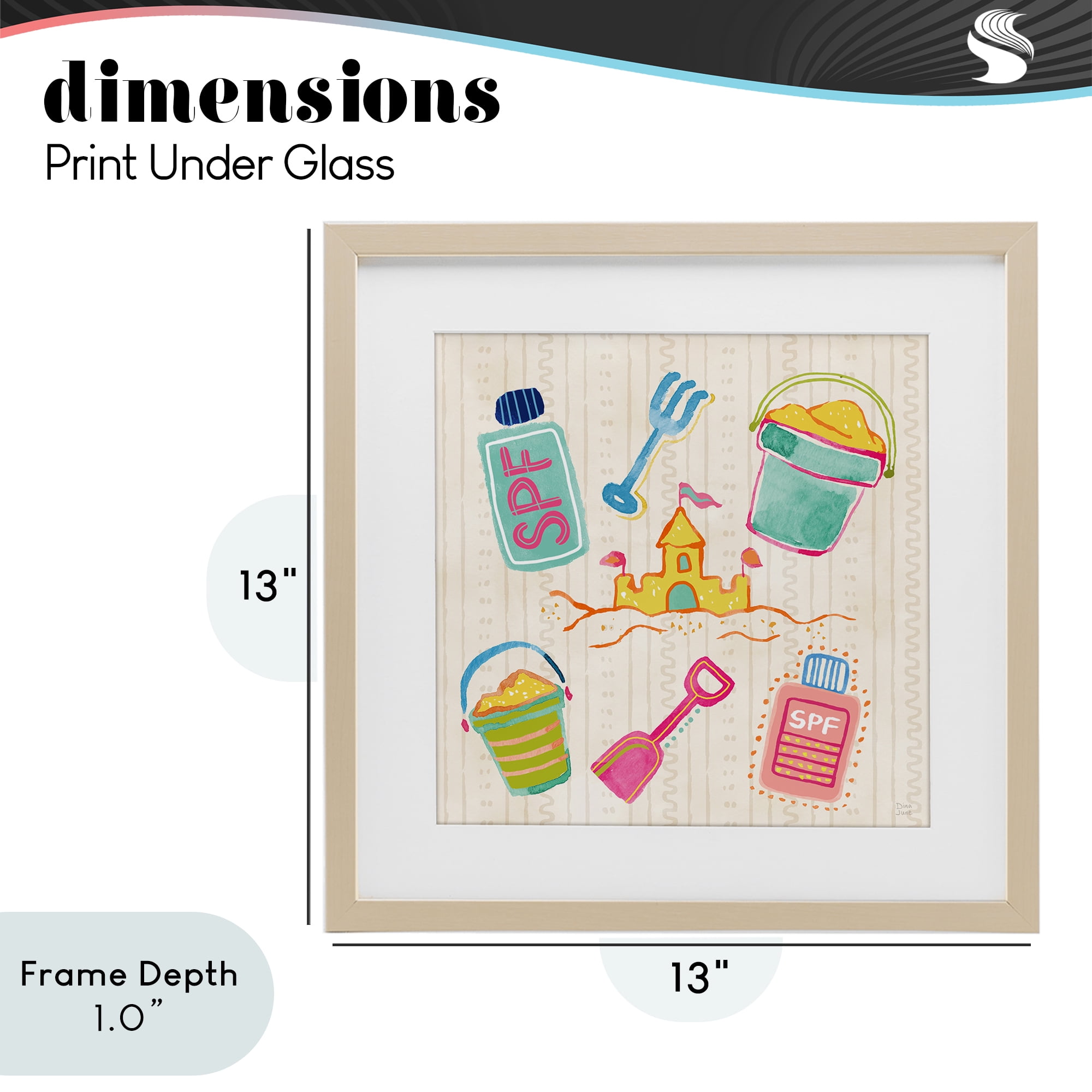 Stupell Industries Fun In The Sun Beach Pails Birch Framed Print Under Glass, design by Dina June