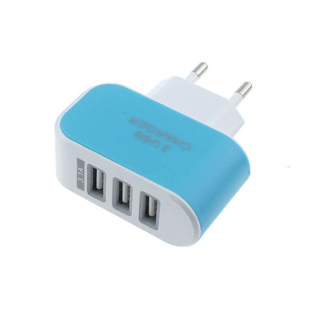 Klonfd 31A Triple USB Port Wall Home Travel AC Charger Adapter For Samsung EU Plug
