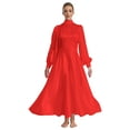 thumbnail image 1 of Yeahdor Robe de Pasteur d'Église pour Femmes Robe Longue à Manches Bouffantes en Satin Robe Évasée de Danse Liturgique Bourgogne L, 1 of 7