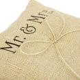 thumbnail image 2 of WHAMVOX Brown Burlap Wedding Ring Pillow with Ribbon and Strap for Ring Bearer 15x15cm, 2 of 6