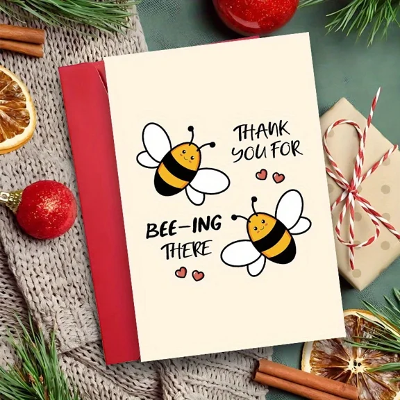 Thank You Card for Friends – Adorable Bee Design – "Thank You for Bee-ing There" – Perfect for Appreciation Gifts and Special Occasions, Envelope Included