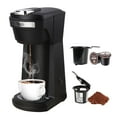 thumbnail image 1 of 2 in 1 Single Serve Coffee Maker for K Cup Pods & Ground Coffee, Mini K Cup Coffee Machine with 6 to 14 oz Brew Sizes, Single Cup Coffee Brewer with One-Press Fast Brewing, Reusable Filters,Black, 1 of 8
