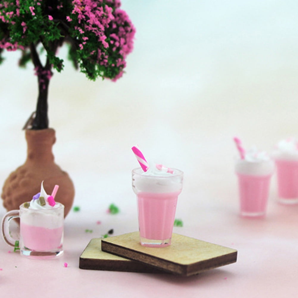 1:12 Dollhouse Miniature Toy Plastic Frappuccino Soft Drink Milk Shake 6PC Set 