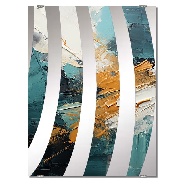 Designart "White Marble Waterfall with Gold and Green Accents II" Abstract Painting Oversized Wall Mirror - Modern Abstract Office Mirror Wall Decor - Multiple Color Options
