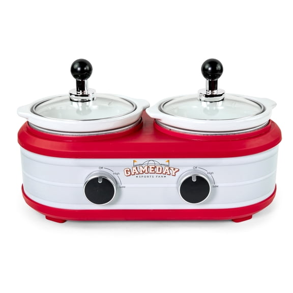 Nostalgia Game Day 2-Qt Ceramic Slow Cooker and Portable Crock Pot with Lid