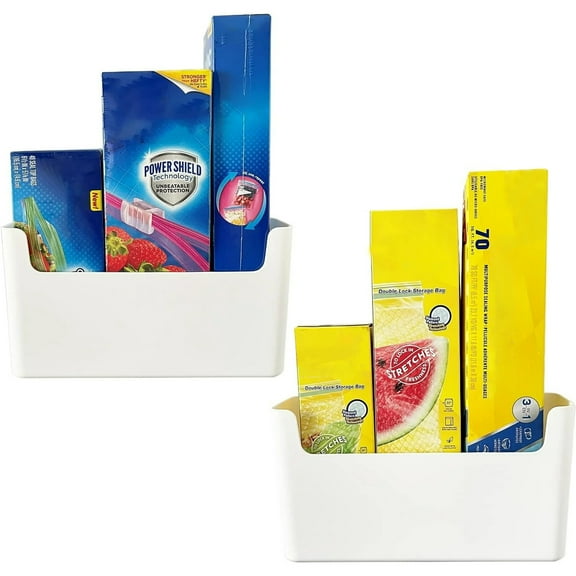 GIXUSIL 2 Pack Large Cabinet Door Organizer Adhesive Mount Kitchen Wrap Organizer Container Plastic Storage Shelf Versatile for Kitchen, Bathroom, Office, Craft Room, Bedroom, Garage, White