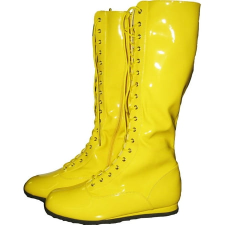 Mens Superhero Boots - Yellow Adult Pro Wrestling Boots WWF WWE Hogan Costume Hulk Super Hero Boxer