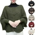 thumbnail image 6 of Loose Solid Pullover Casual Oversize Bat Sleeve Irregular Hem Hollow Shawl Sweater Women Knitwear Kintting Cloak COFFEE, 6 of 7