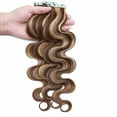 thumbnail image 3 of MY-LADY Body Wavy Tape in 100% Real Human Hair Extensions Curly Balayage Hairpiece Skin Weft 20PCS US 16" #4P27 Medium Brown & Dark Blonde, 3 of 10