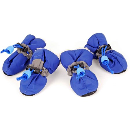 4Pcs Fur Lined Winter Warm Pet Thick Dog Shoes Boots Soft Cotton Padded Boots Pet Paws Protector