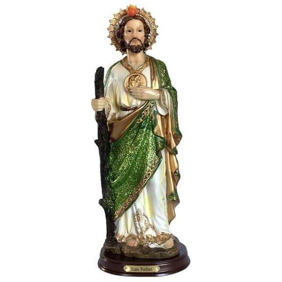 St Jude Statue 9 Inch - Glitter Religious Figurine - Catholic Saint Jude Thaddeus Sculpture - Religious Gift for Home & Devotion - Imagen San Judas Tadeo