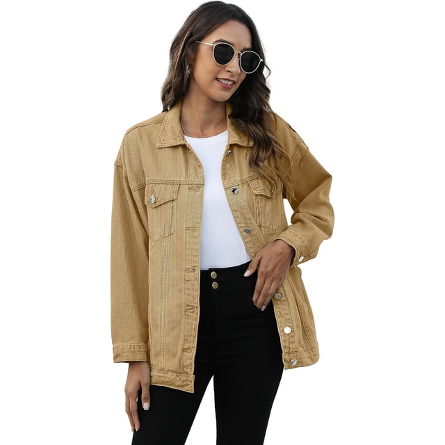 GHSDFBB Veste en Jean Surdimensionnée Mi-Longue pour Femmes