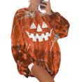 thumbnail image 1 of CAROOTU Printed Hoodies Sweater Halloween Cartoon Ghost Face Crew Neck Pumpkin Color Loose Sweatshirt for Daily Fall Winter, 1 of 7
