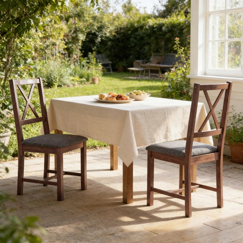 Vinform Upholstered Dining Chairs Set of 2, Wooden Modern Dining Chairs, Brown