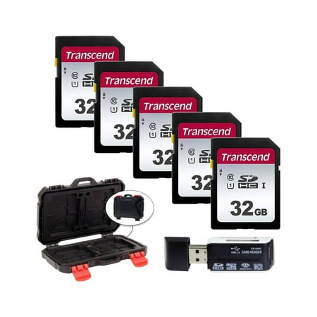 Image of 5 Transcend TS32GSDC300S 32GB UHS-I U1 SD Memory Cards +